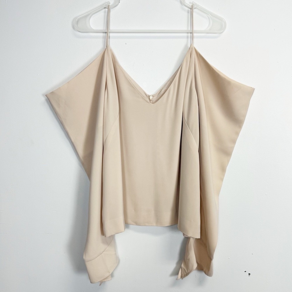 C/MEO Collective Blouse Womens Large Beige Cold Shoulder Long Sleeve